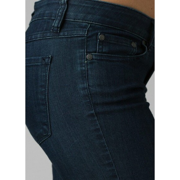 New NWT Womens 14 32 Prana Kara Jeans Skinny Dark Blue Cuff Long Stretch Organic - Picture 3 of 7
